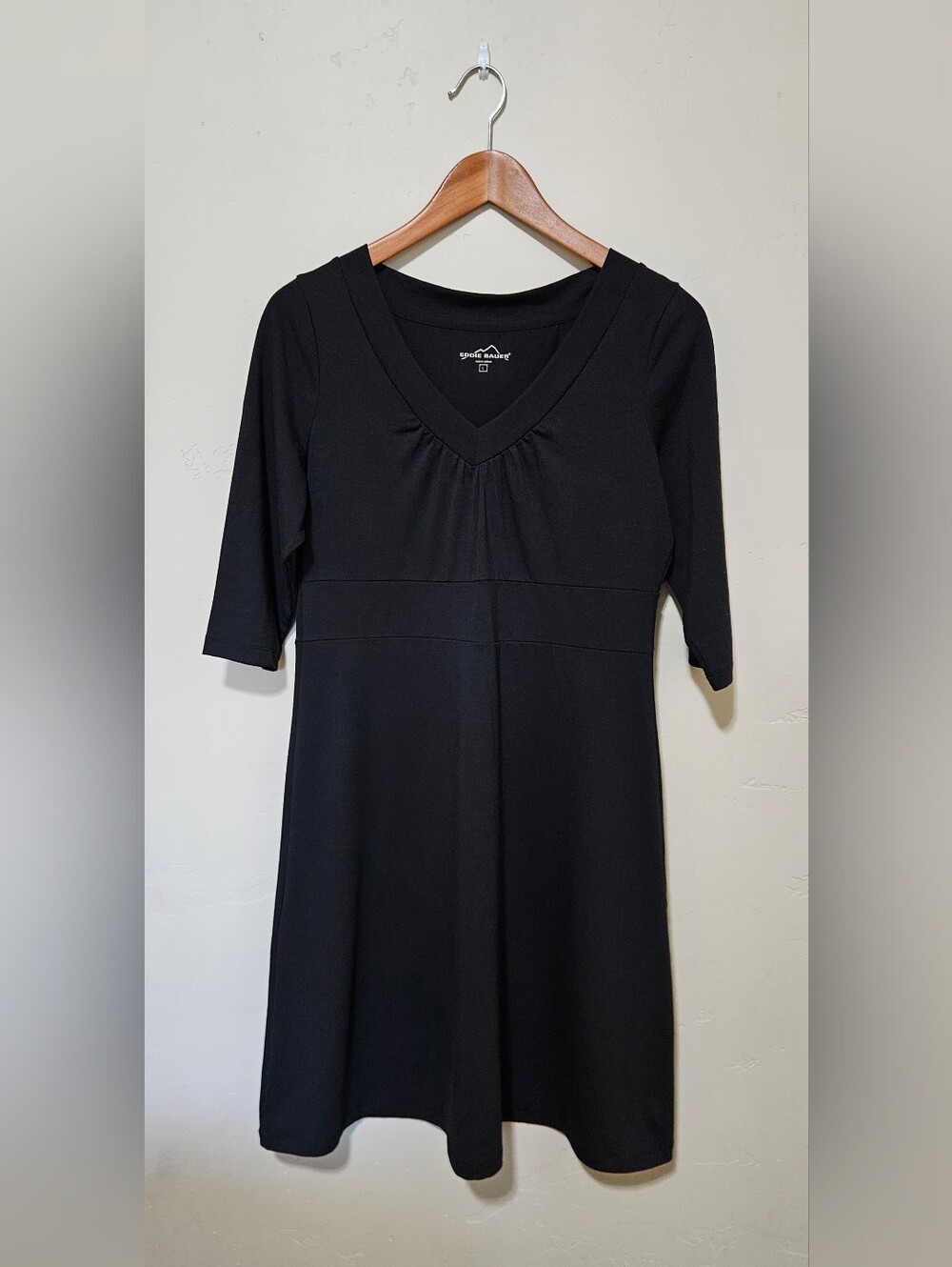 Eddie Bauer Black V-Neck Knit Dress